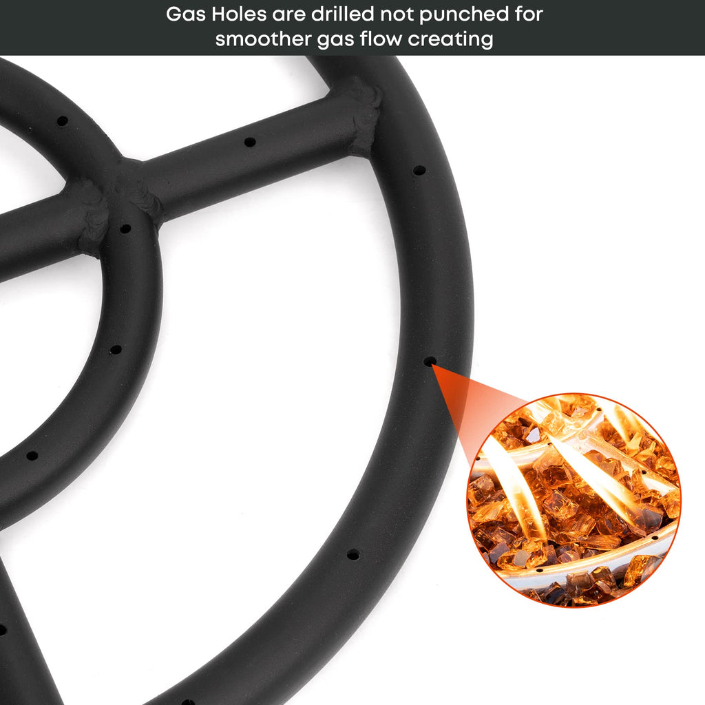 24 Inch Round Fire Pit Burner Ring for Natural Gas & Propane