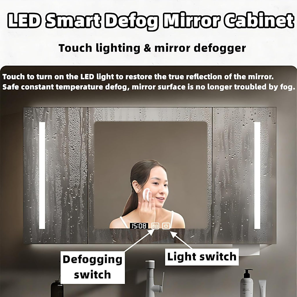Bathroom Vanity with Sink - Modern Bathroom Sink Cabinet and LED Intelligent defog Mirror Cabinet Set