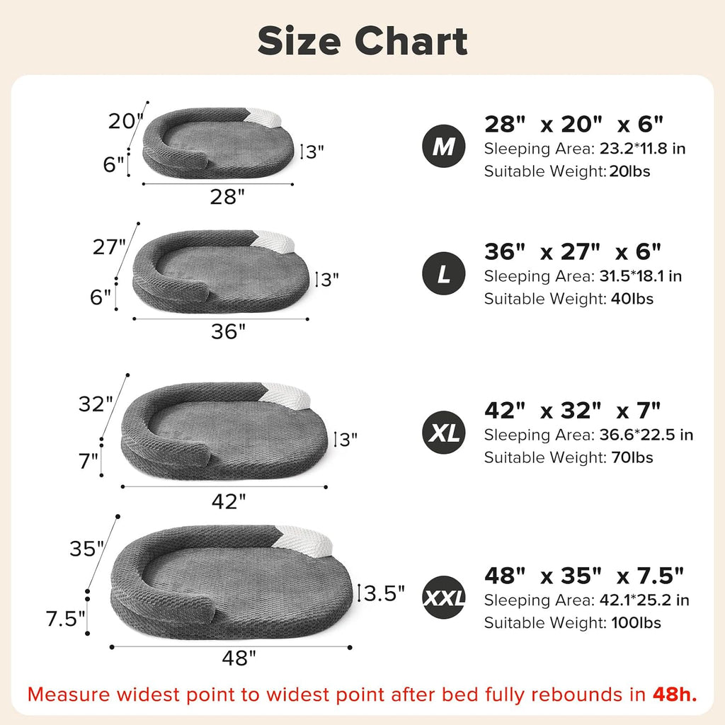 XL Orthopedic Dog Beds Large Sized Dog, Extra Large Washable Waterproof Oval Large Dog Bed with Removable Cover