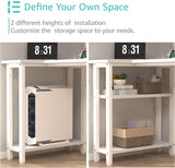 White L Shaped Computer Desk with Drawers & Storage Shelves, 47 Inch Corner Reversible Desk with Power Outlet Bedroom