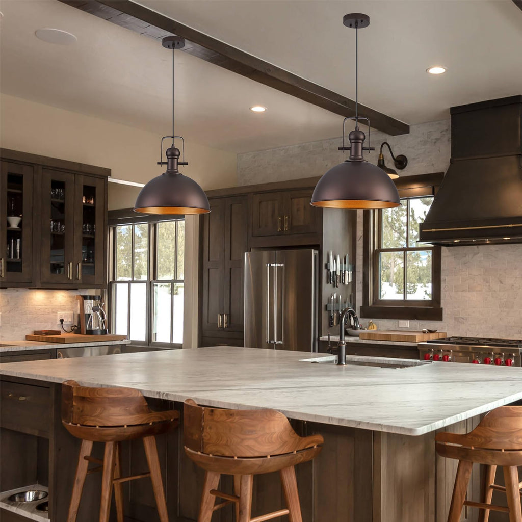 12 Inch ORB Farmhouse Pendant Lights Island 2 Pack