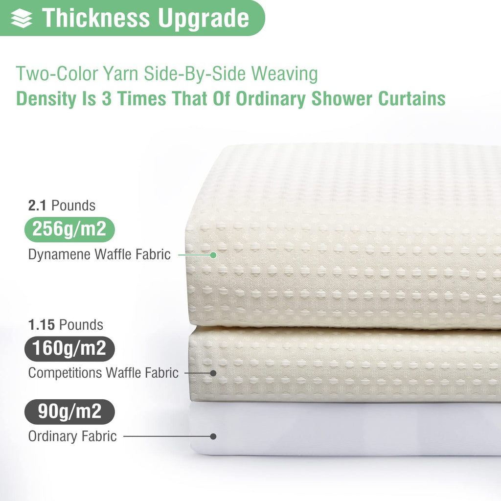 Extra Long Waffle Shower Curtain 256 GSM Fabric 72x84 Cream/Ivory