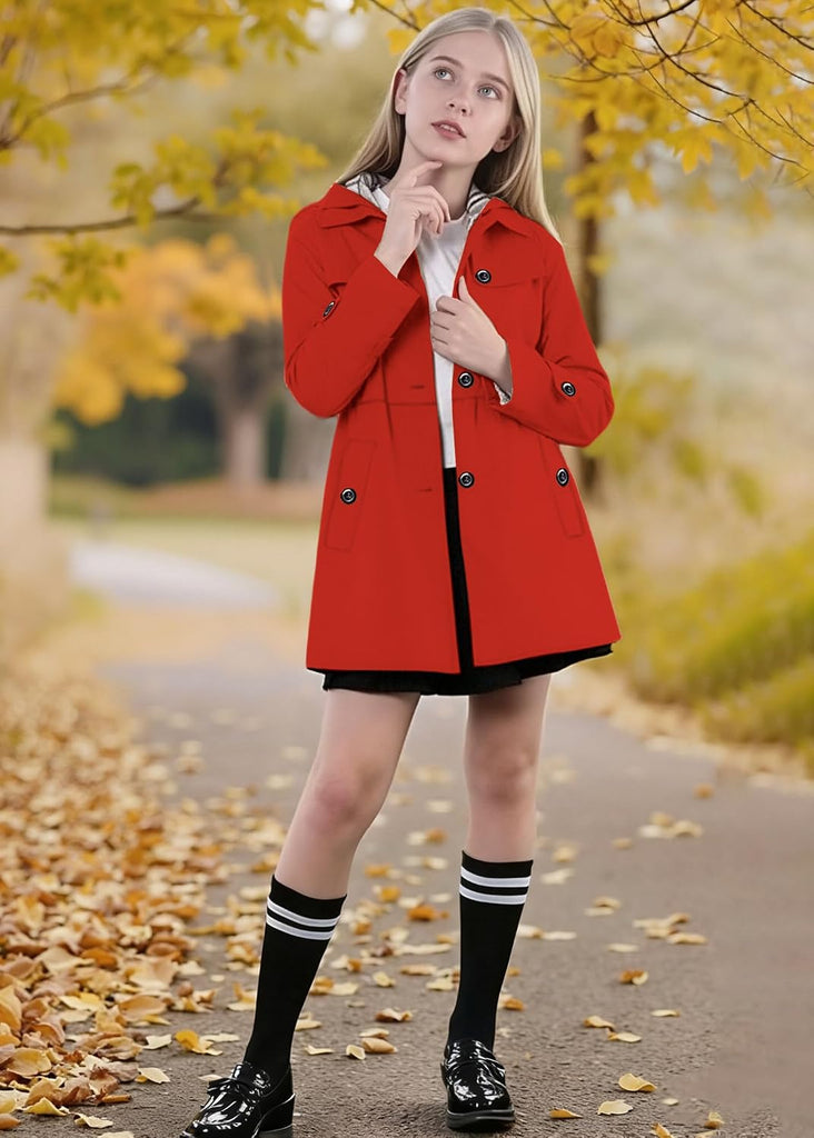 Kids Girl's Rain Jackets Waterproof Hooded Trench Coat Raincoats