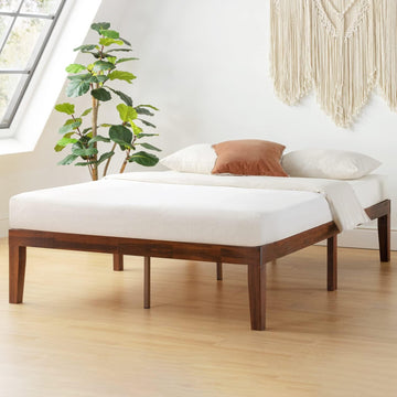 Naturalista Classic 16 Inch Solid Wood Platform Bed with Wooden Slats, Espresso, Queen