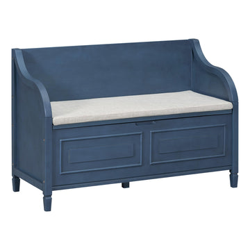 Rustic Entry Storage Bench with Hidden Compartments and Removable Cushion, Wooden Entryway Hallway Foyer Shoe Bench