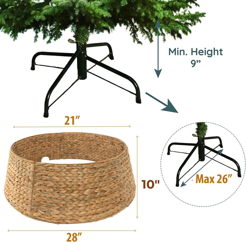 Tree Collar - Large to Small Christmas Tree, 28" Christmas Tree Ring Adjustable Water Hyacinth Skirt, Christmas Tree