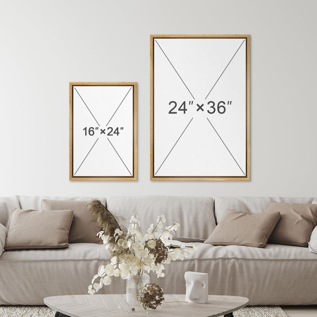 Framed Canvas Print Wall Art Pink Baby Pastel Blue Landscape Abstract Geometric Illustration Minimalism Decorative