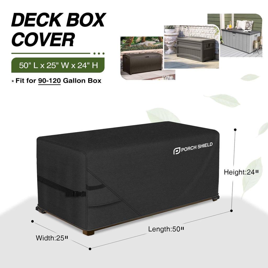 Patio Deck Box Storage Cover 50 x 25 x24 inch, Black