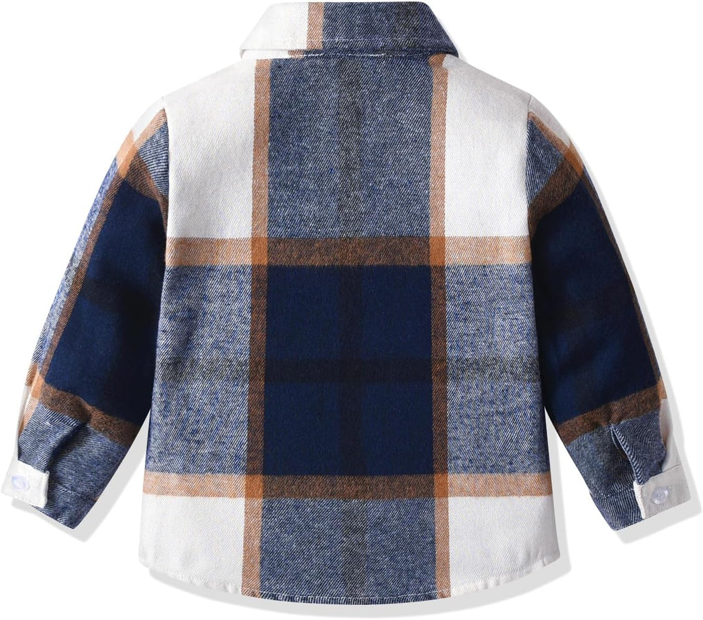 Boys Button Down Shirts Long Sleeve Toddler Flannel Plaid Clothes