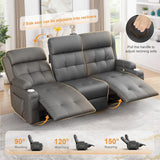 Recliner Sofa, 78.2" PU Leather Reclining Couch Loveseat with Flip Middle Backrest & Drawers
