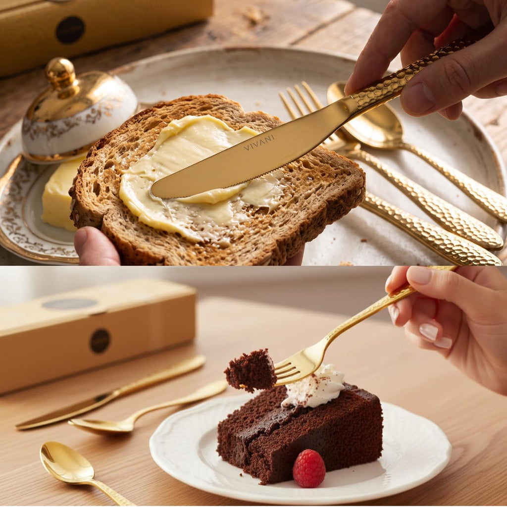 Gold Silverware Set, 18/0 Stainless Steel Flatware for 8