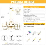 12 Light Gold Farmhouse Chandeliers for Dining Room Light Fixtures Over Table,Industrial Candle Hanging Chandelier for Living Room Foyer Staircase Bedroom Kitchen Island Restaurants A109-B0DHZR2X9D