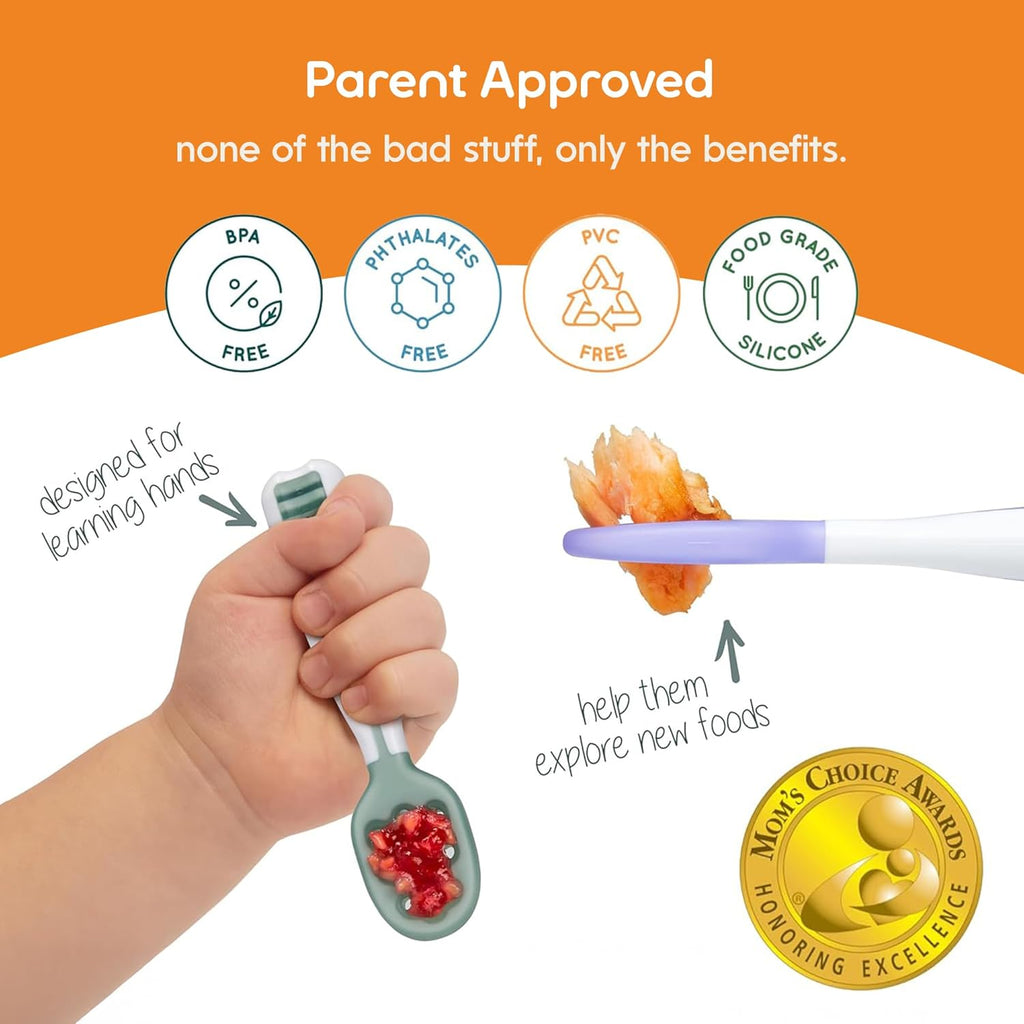 Baby Spoons Self Feeding 6 Months, Pack Blue/Orange