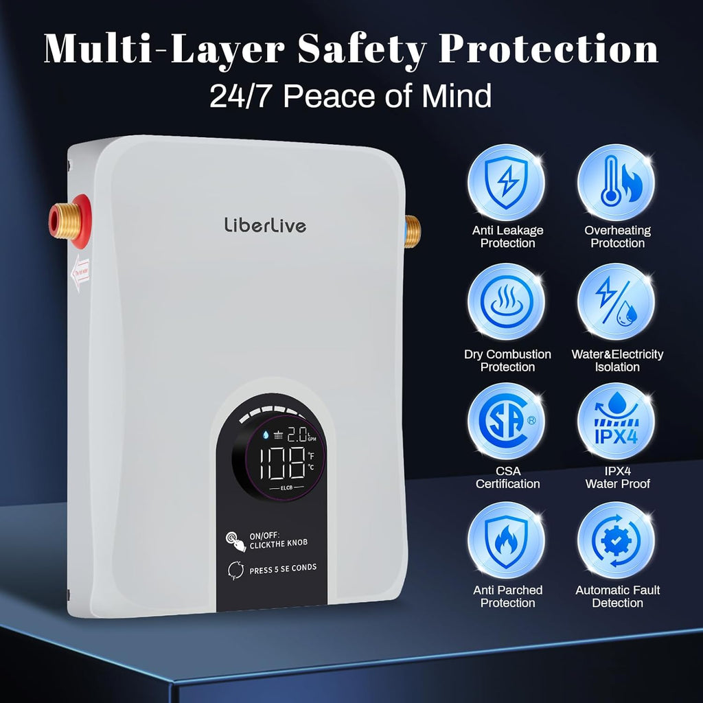 Electric Tankless Water Heater, 13kW 240V on Demand Instant Endless Electric Hot Water Heater for Residential Whole