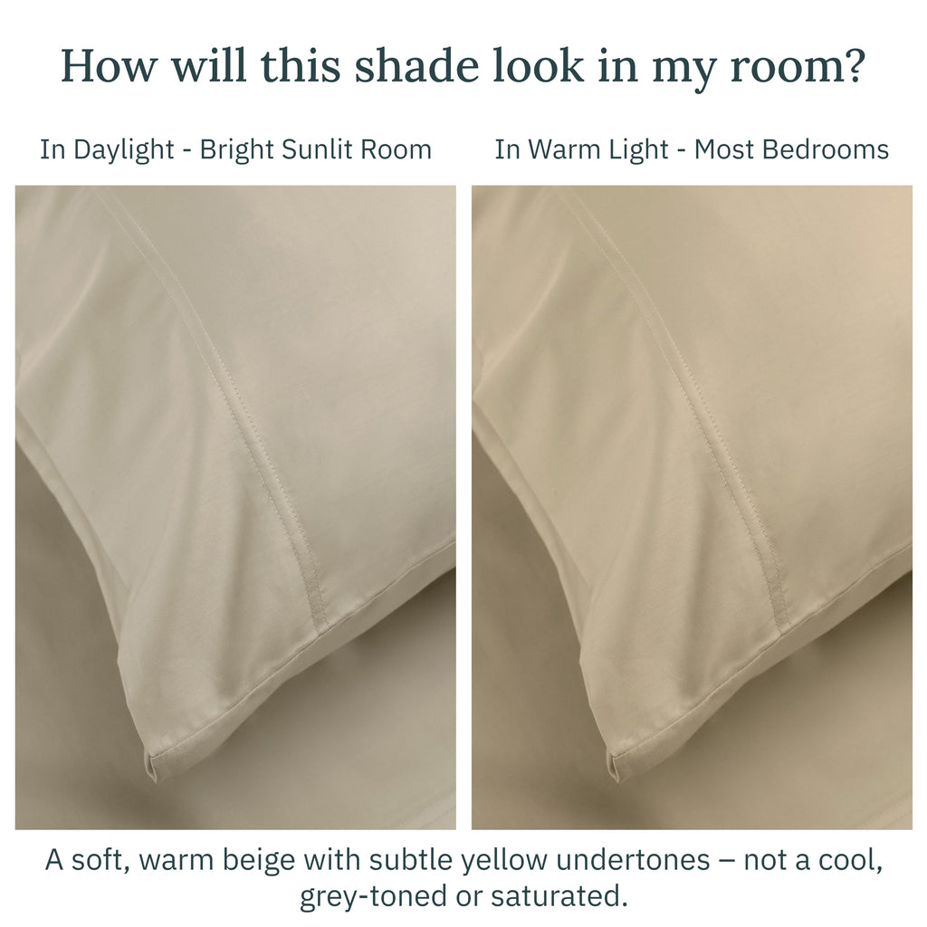 100% Egyptian Cotton 2-Pack Queen Pillow Case, Beige