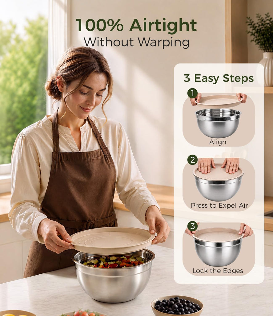 Stainless Steel Mixing Bowls: 6-Piece Prep & Storage Set with Lids