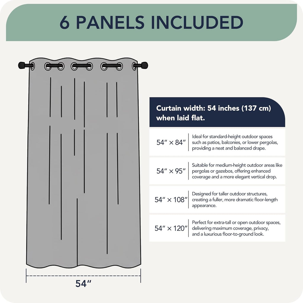 Gazebo Curtains Outdoor Waterproof 6 Panels - Windproof, Pri - Image 7