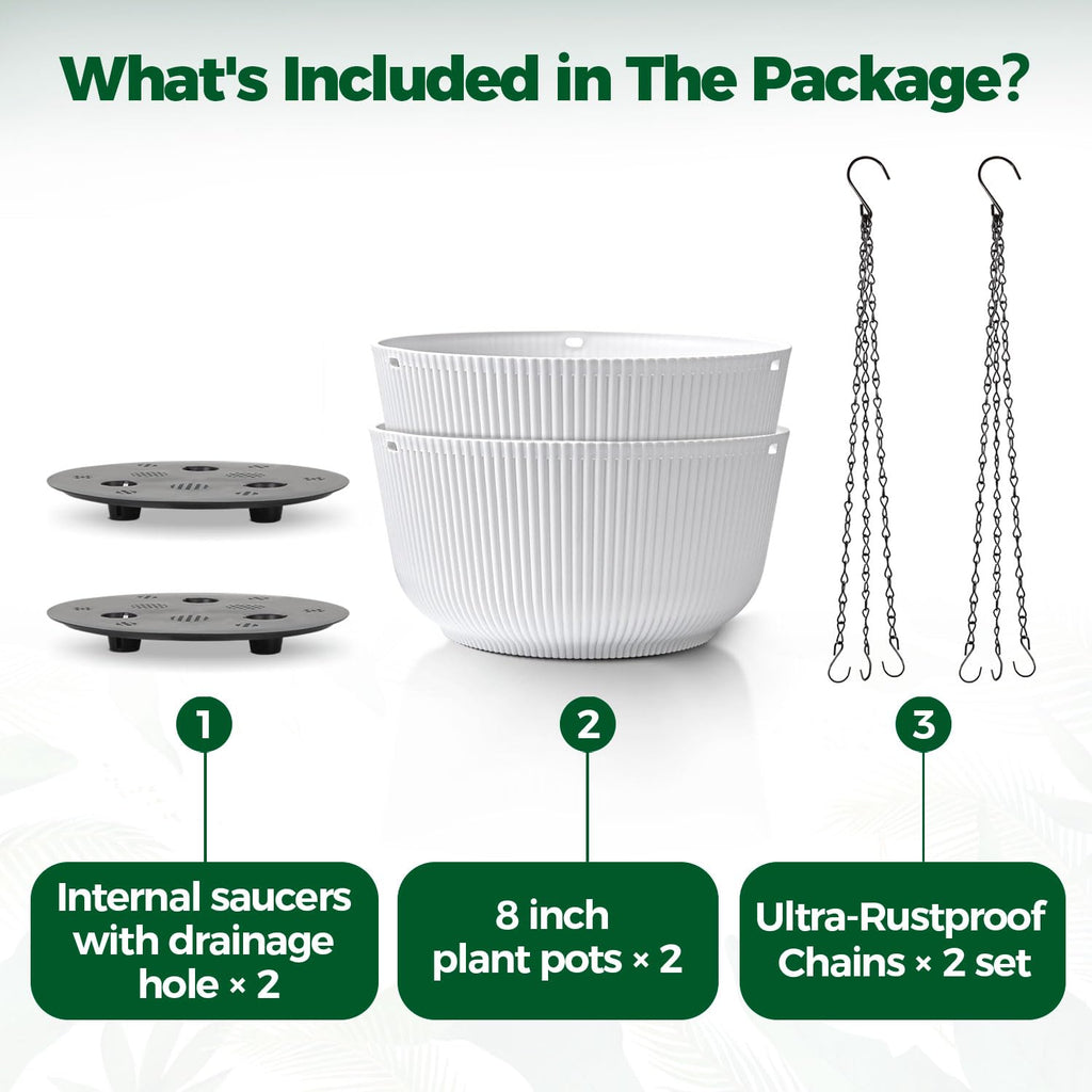 Hanging Planters for Indoor Outdoor, 8 Inch Self Watering Pots, 2 Pack