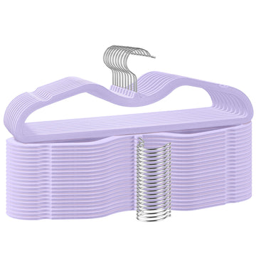 Velvet Short Neck Hangers - Heavy-Duty, Non-Slip Felt Surface, Space-Saving Design with Anti-Slip Grooves & Shoulder