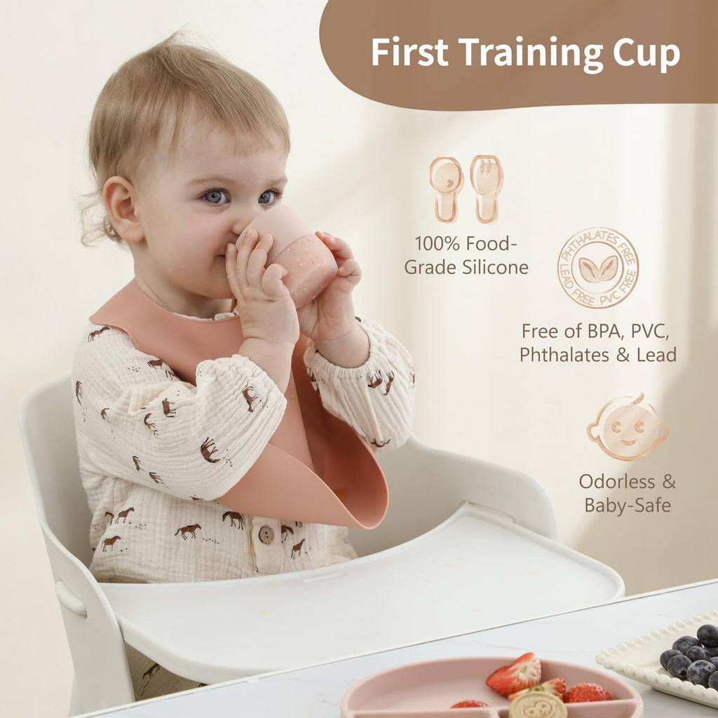 Silicone Baby Cups 4 Months+ | Tiny Open Training Cups for Infants with Confetti Sprinkles | Baby-Led Weaning