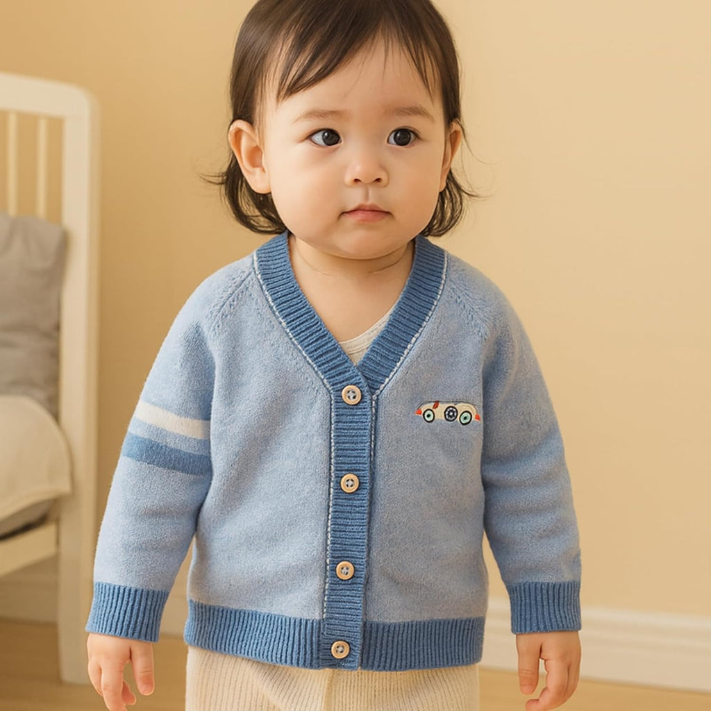 Toddler Baby Boys Cardigan Little Boys V-Neck Cotton Sweater Kids Long Sleeve Jacket Knit Button Up for Fall Winter