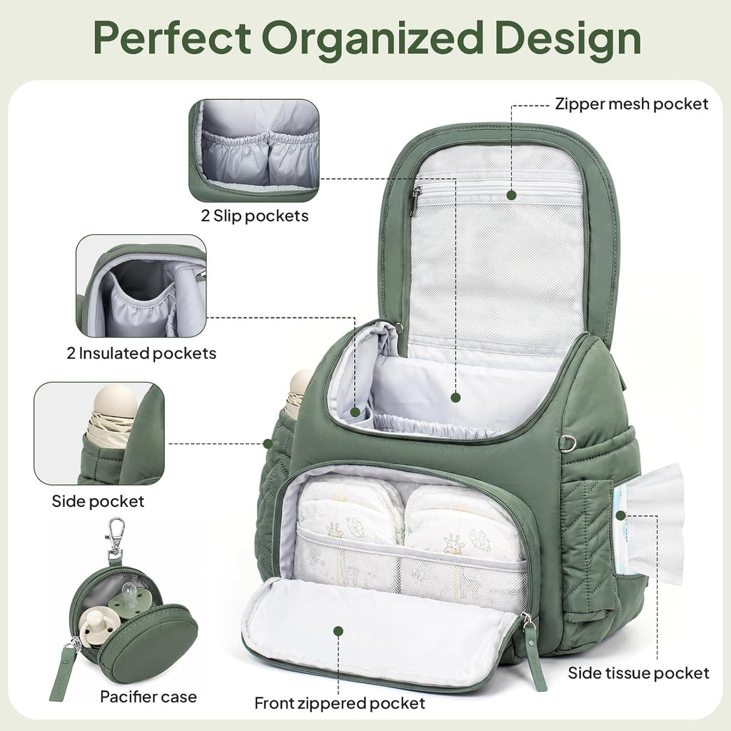 Small Diaper Bag Backpack, 18L Lightweight Baby Travel Bag