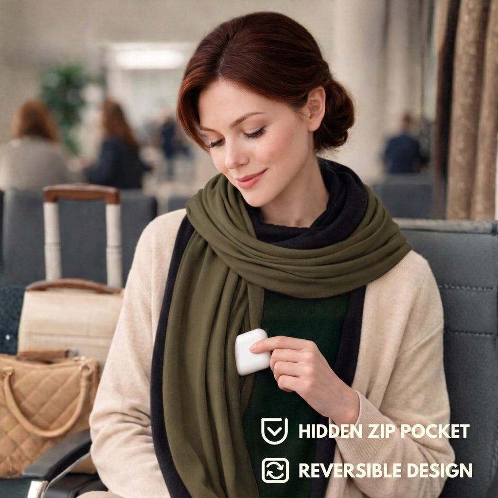 16-in-1 Soft Travel and Airplane Blanket with Bag Viscose from Bamboo