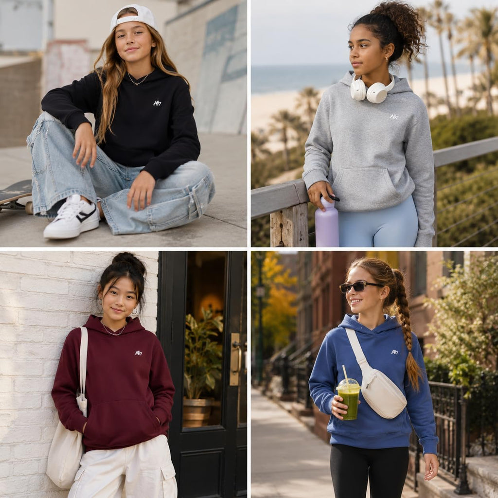 Girls Cotton Blend Fleece Pullover Hoodie with Pockets