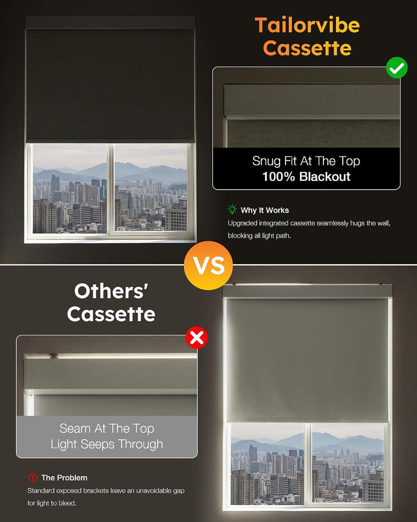 Motorized Blinds with Remote, 100% Blackout Electric Roller Shades