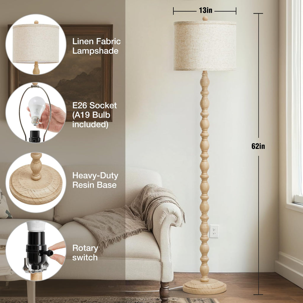 Farmhouse Floor Lamps, Standing Lamp with Bulb