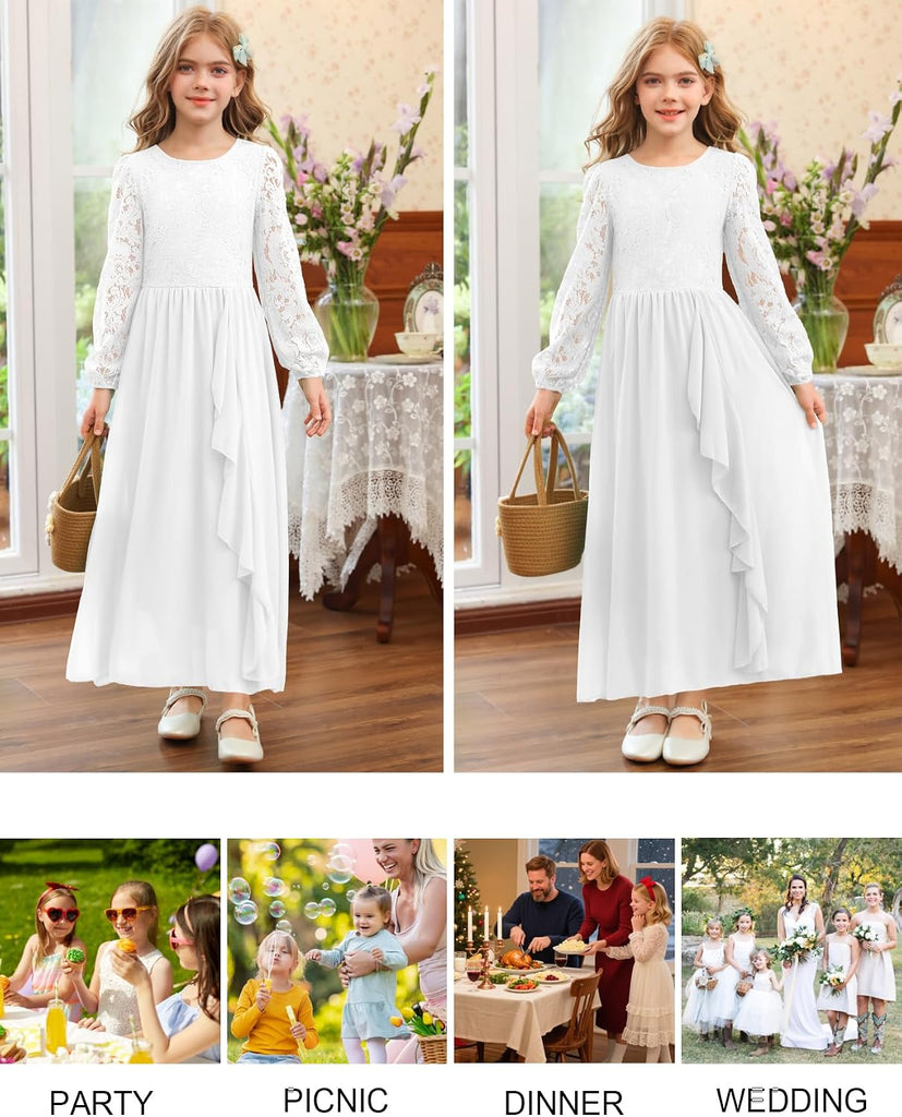 Formal Long Sleeve Flower Girl Dress for Wedding Party