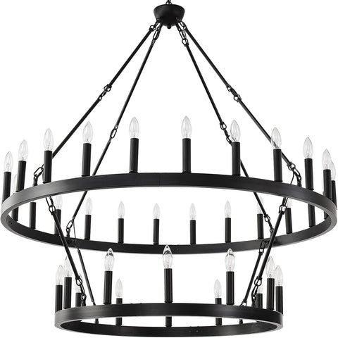 48 Inch Large Black Wagon Wheel Chandelier