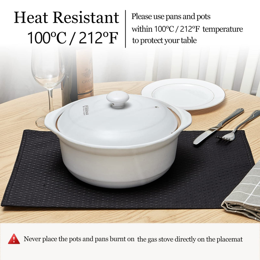Black 13x19 Rectangle Waterproof Polyester Place Mats Set of 8