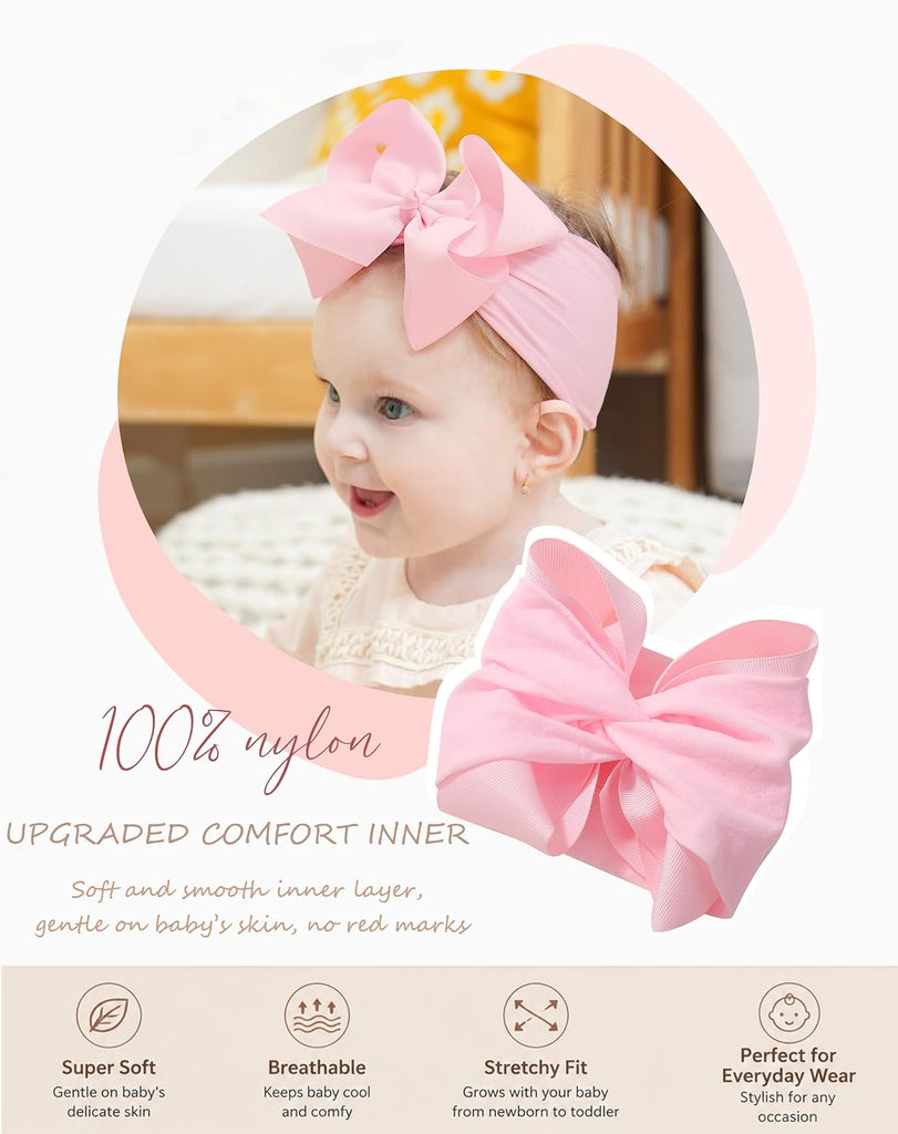 Baby Girl Headbands Colorful Ribbon Bows with Nylon Headbands