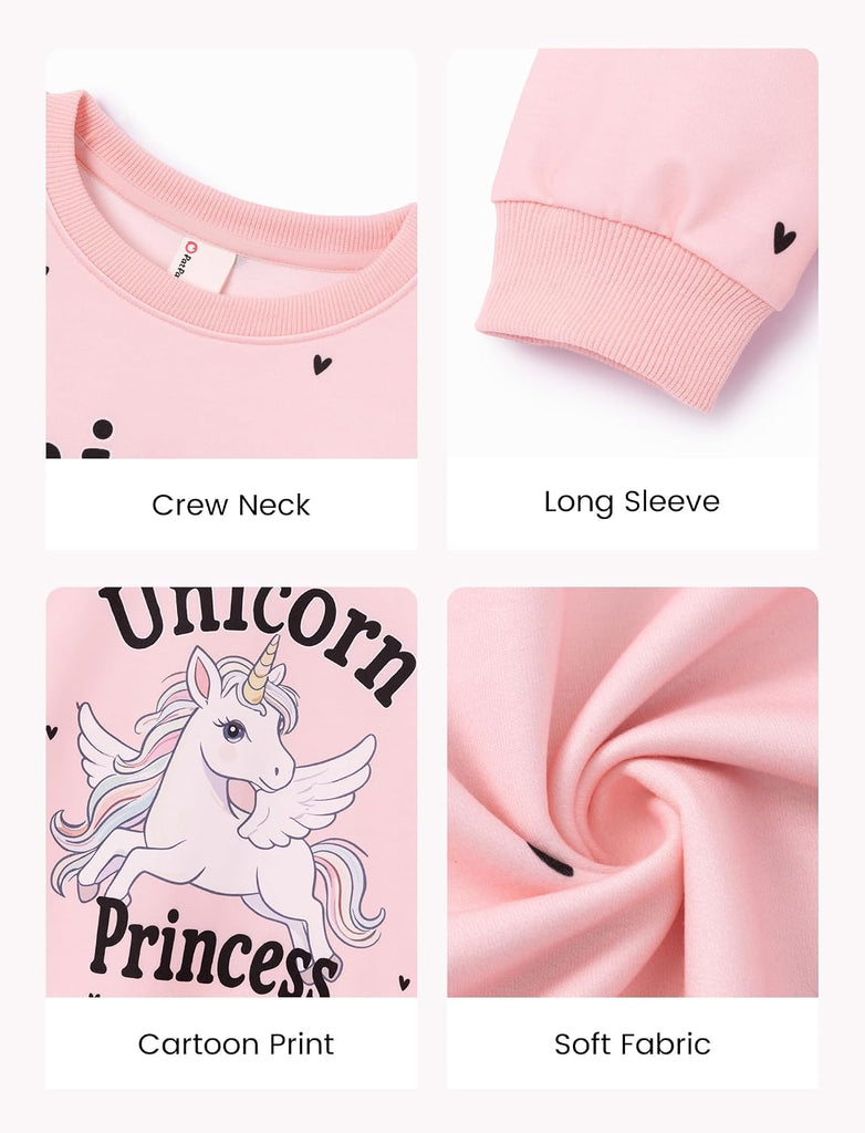 Girls Sweatshirt Lightweight Pullover Cute Pattern Tops