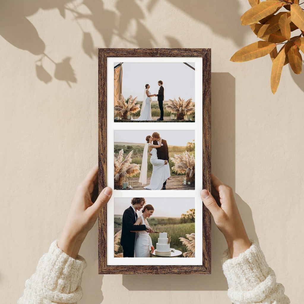 8x16 Collage Picture Frame for Wall Mounting, Rustic Brown