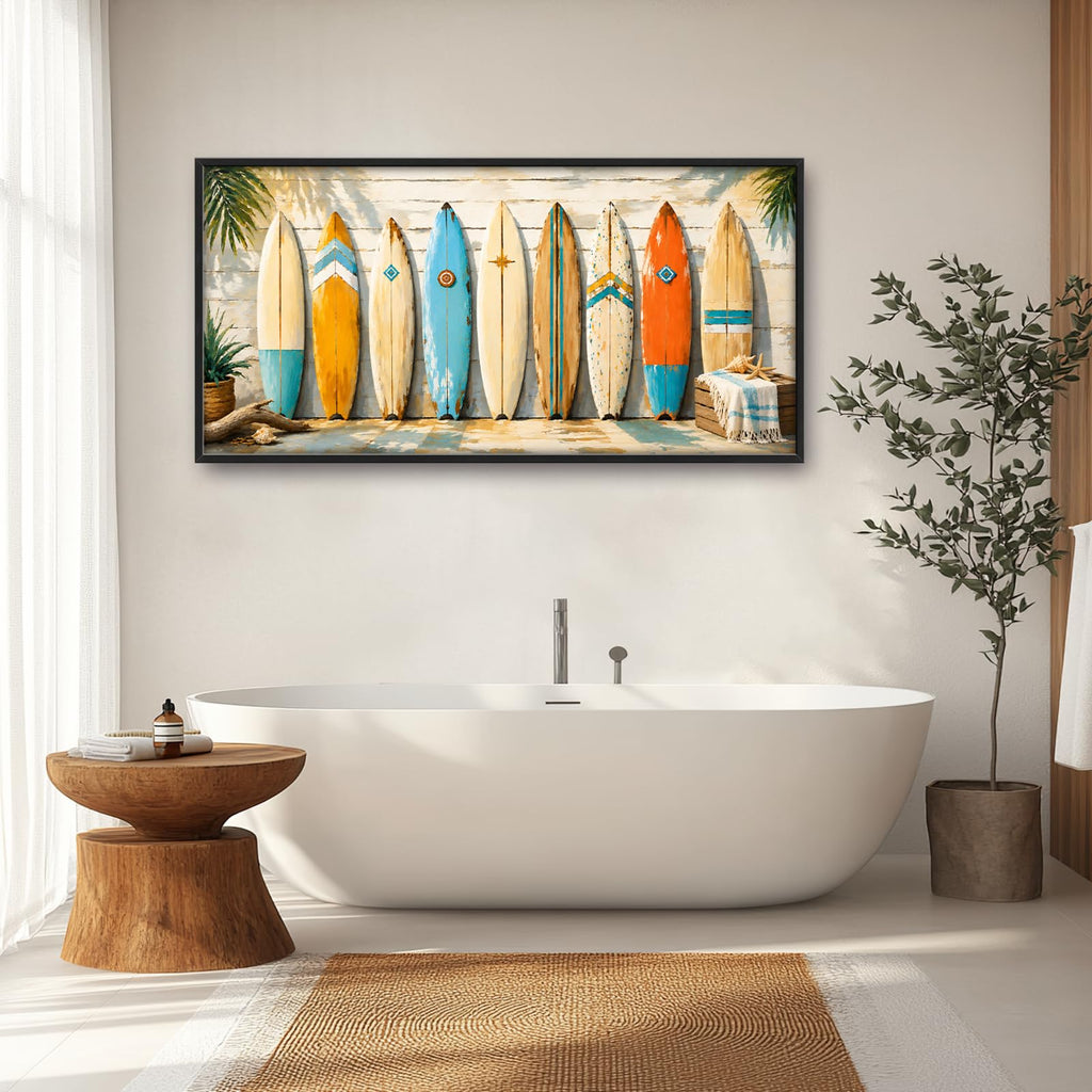 Large Surfboard Wall Art Coastal Beach Surfing Wall Decor 60"L x 30"W