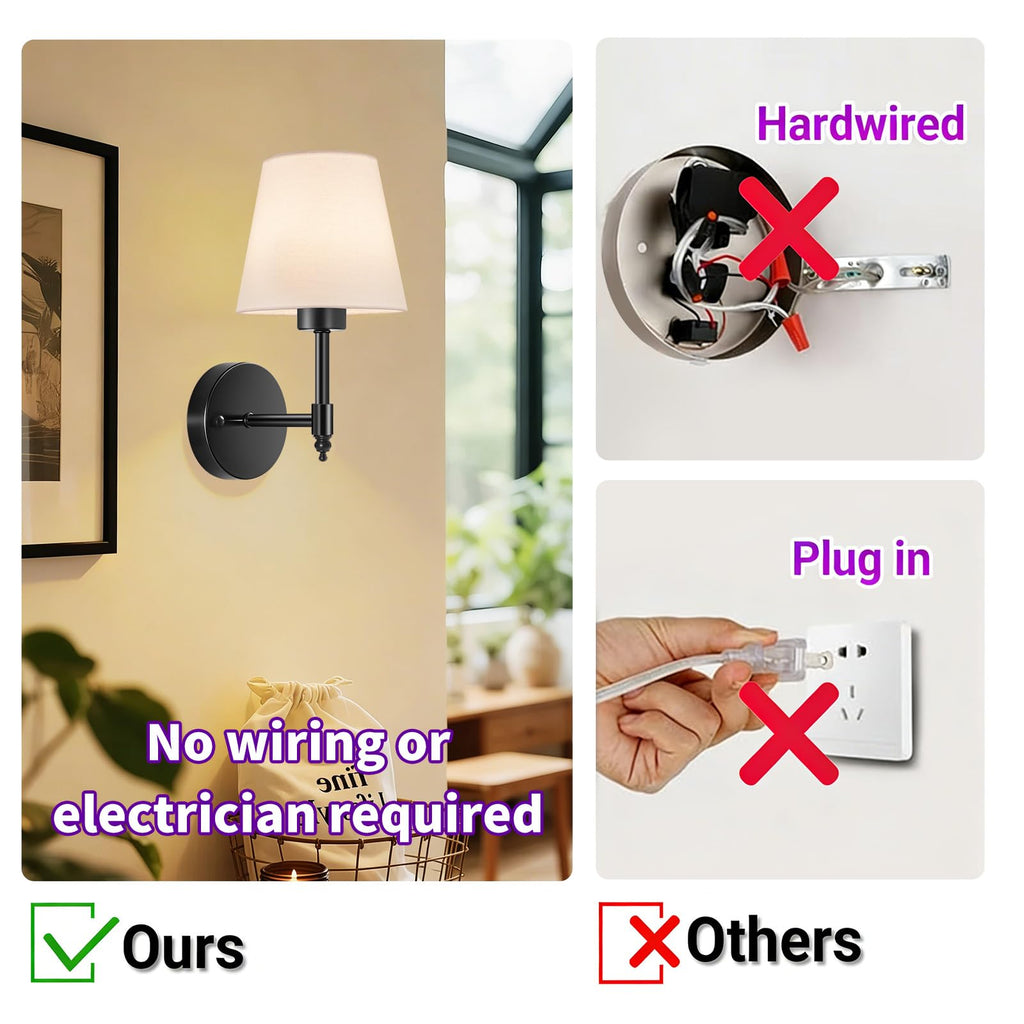 Battery Operated Wall Sconce Set of 2, Rechargeable Wireless Wall Lights