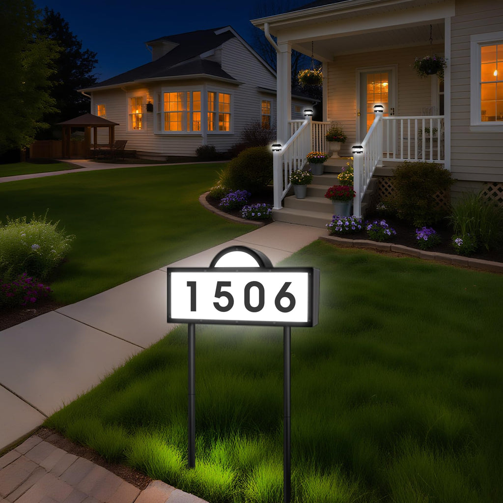Large Address Numbers, Solar Powered, Wall Mounted & in Ground