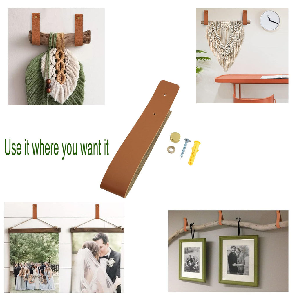 Wall Hanging Strap Wall Mounted Loop Handmade Leather Drawer Pull Leather Cabinet Pulls for Towel Bathroom Kitchen