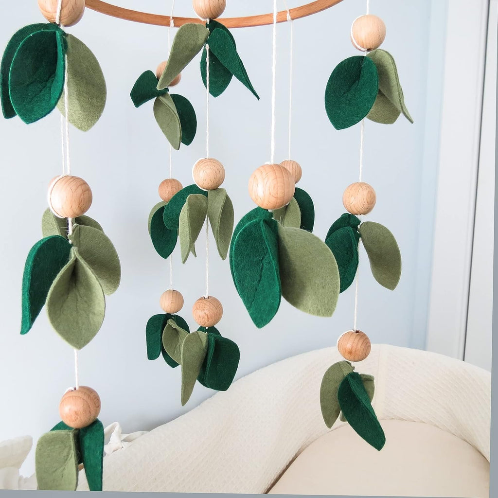 Green Leaf Crib Mobile, Forest Crib Mobile for Boys & Girls, Forest Baby Mobile for Crib, Woodland Mobile for Crib