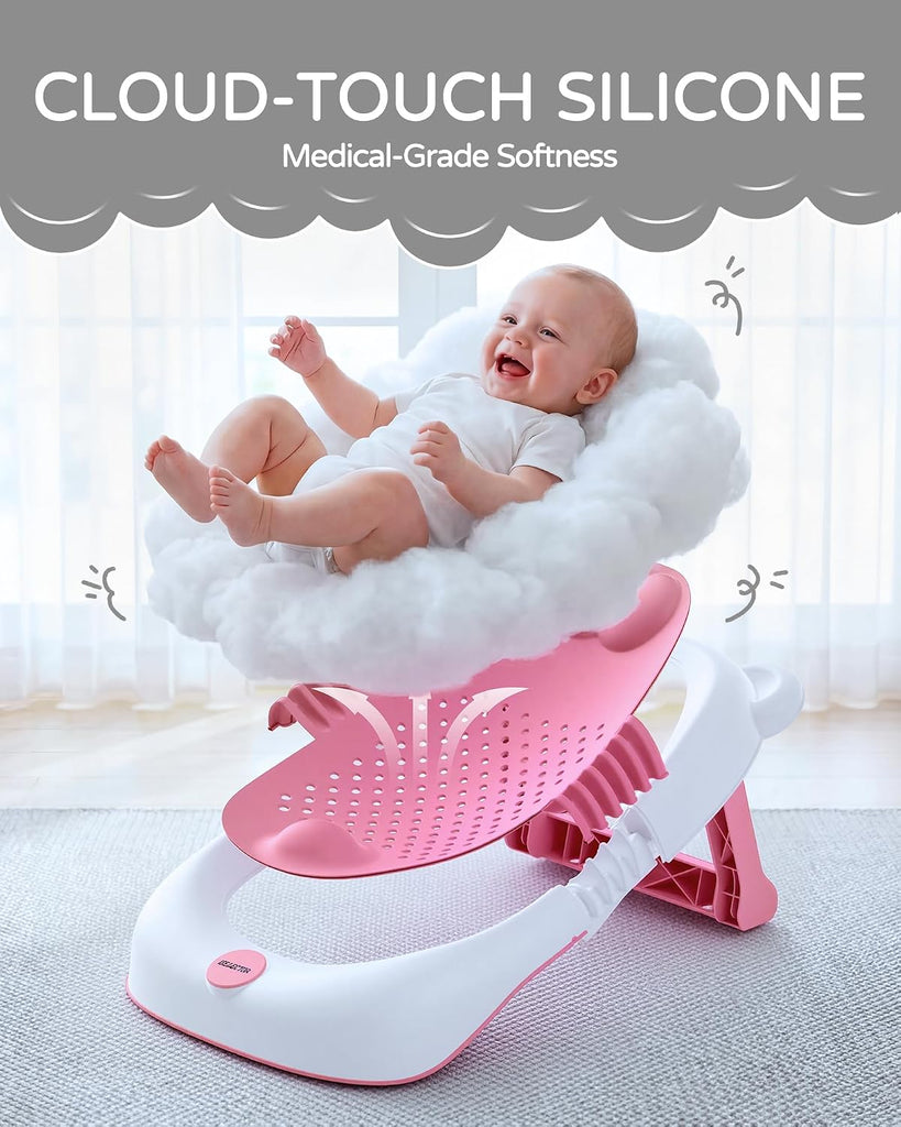 Foldable Baby Bath Support - Portable Infant Bathtub Seat for Newborn to 6 Months, Compact Travel Baby Bather Fits