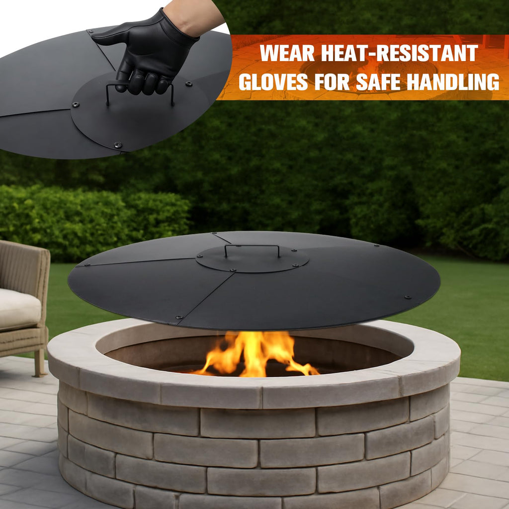 28 Inch Fire Pit Lid, Heavy-Duty Steel Fire Pit Cover