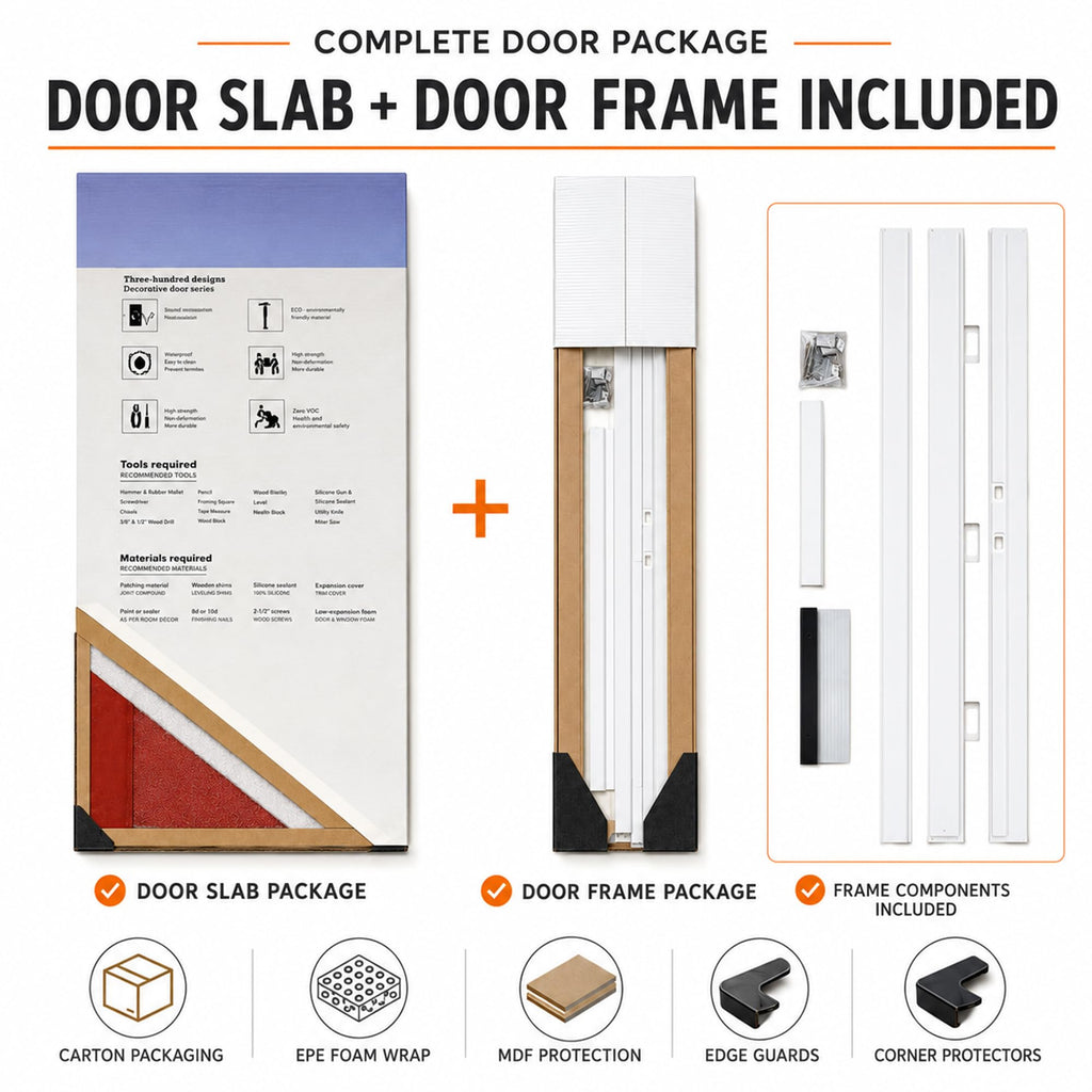 36 x 80 White Fiberglass Front Entry Door, Woodgrain Texture, 4-Lite Frosted Low-E Glass, 4-9/16" Vinyl Frame &