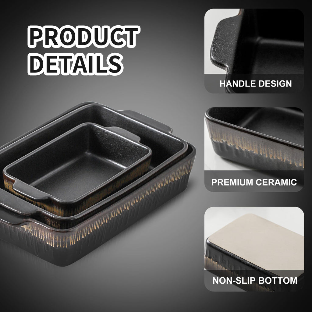 Bakeware Set, Ceramic Baking Dish, Rectangular Baking Pans Set, Casserole Dish for Cooking, Cake Dinner, Kitchen 9 x