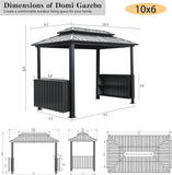 6’x10’ Hardtop Grill Gazebo, BBQ Gazebo for Outdoor Grill with Double Galvanized Steel Roof