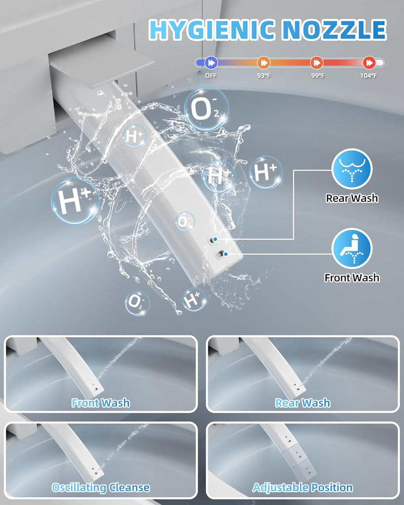 Smart Toilet with Bidet Built In, One Piece Elongated Tankless Japanese Toilet, Auto Open and Close Lid
