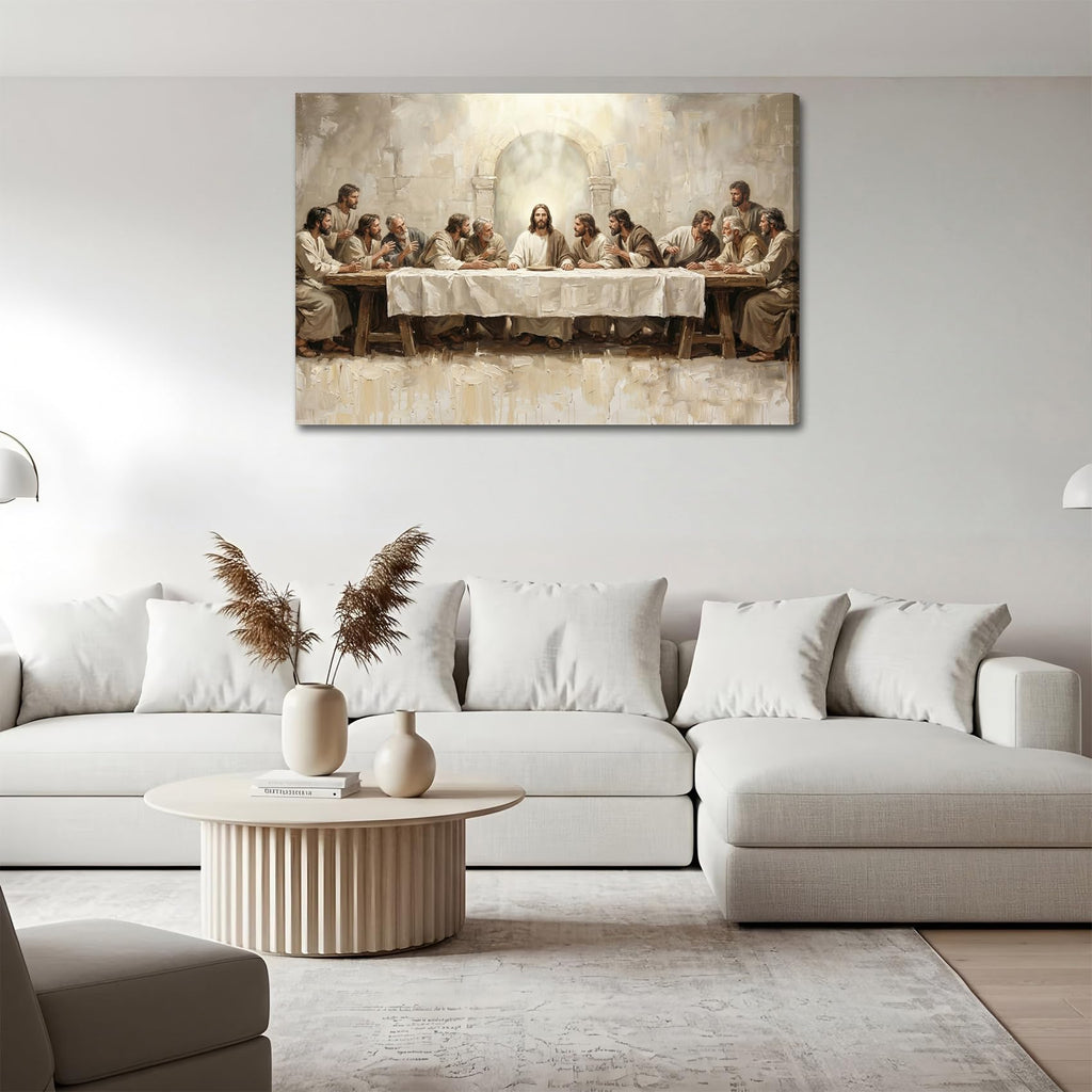 Jesus The Last Supper Large Canvas Wall Art, Dining Room, 36x24 in