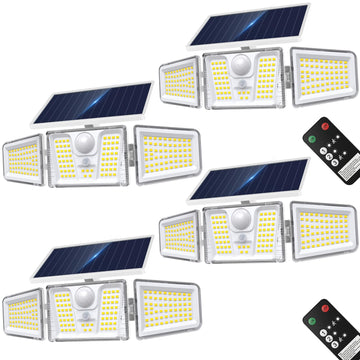 Solar Motion Lights Outdoor, 210 LED Remote Solar Flood Lights 4PK