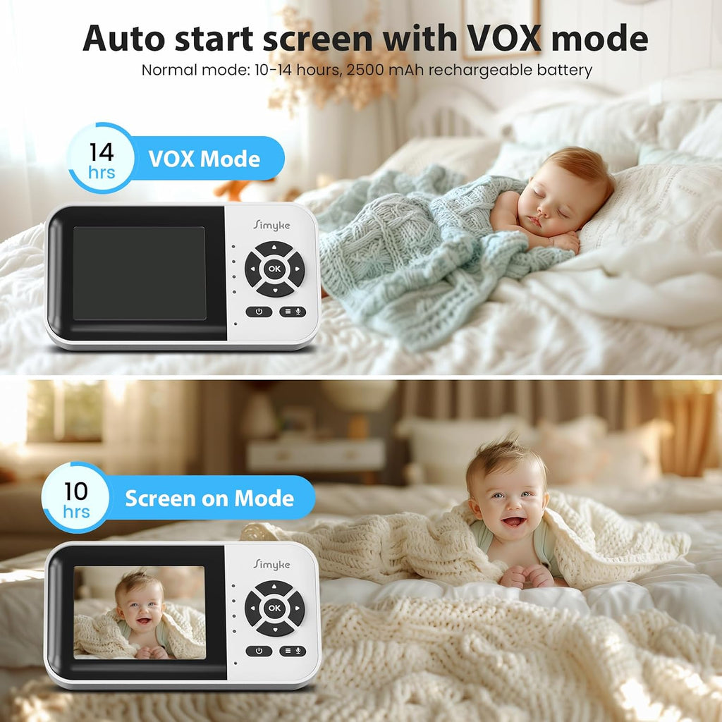 Smart Video Baby Monitor,2.8" Display & 1080p Camera,WiFi/No WiFi Modes,Cry Detection, Way Audio